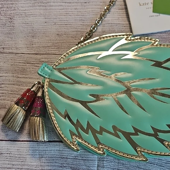 NWT Kate Spade Green Leaf Shape Crossbody Bag - Picture 4 of 10
